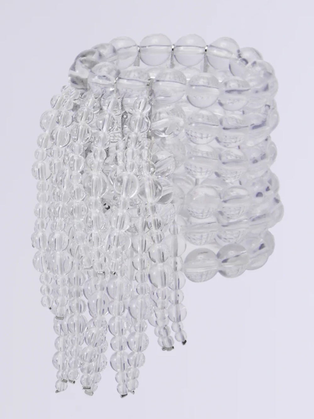 Akira Statement Clear Beaded Fringe Bracelet - Clear - Picture 2 of 5